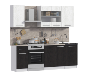 Кухонный гарнитур Элен Белый/Дуб Планк,Дуб Мажор/МетрополитанR5 1,7 м