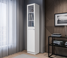 Шкафы пеналы, Пенал Твин СБ-3372 Белый со стеклом