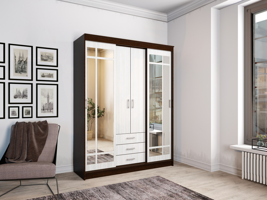 Шкафы-купе 3-х дверные, Шкаф-купе Лорд 1,7 м ЛДСП