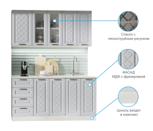 Кухня Агава 1,6 м Серый МДФ