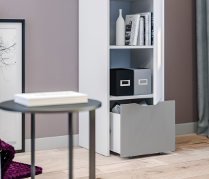 Шкаф-пенал Mika / Мика СБ-3274 Белый/Белый,Серый