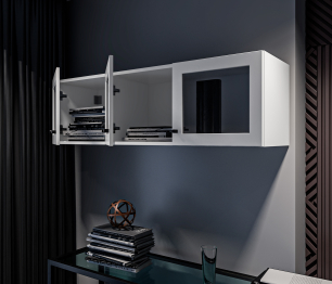 Твин СБ-3385 Полка Белая с фасадами со стеклом