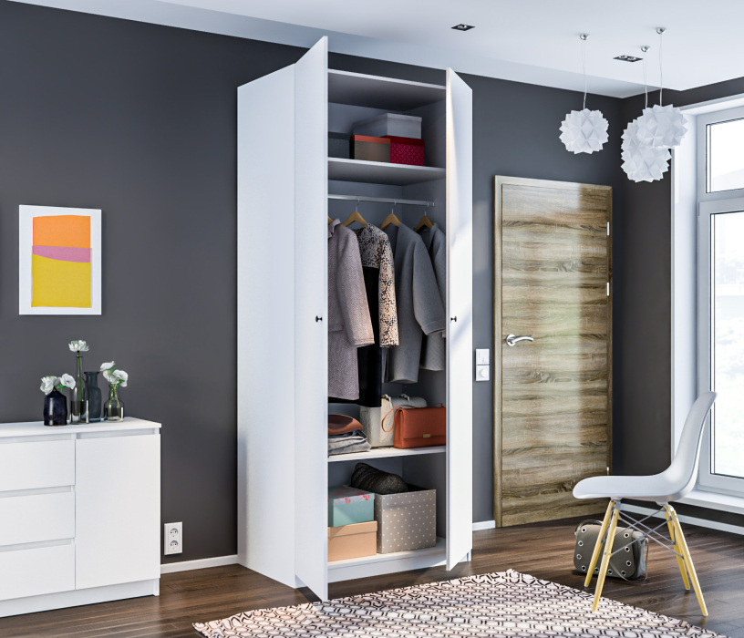 Для одежды, Шкаф 2х дверный МАКС 1 м Белый