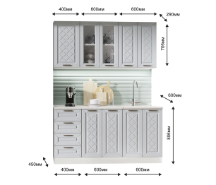 Кухня Агава 1,6 м Серый МДФ