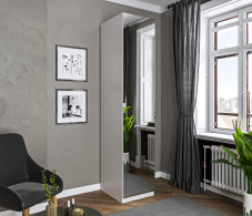 Шкафы пеналы, Шкаф-пенал МАКС 500  с зеркалом Белый/МДФ Белый матовый