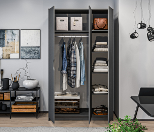 Шкаф 3 дверный Бруклин СБ-3347 Диамант серый