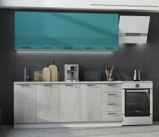 Кухня 2 метра, Кухня Лагуна 2,0 м Морская волна/Дуб седой МДФ