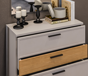 Комод Милан СБ-3296 Серый/Дуб Гамильтон,МДФ Светло серый