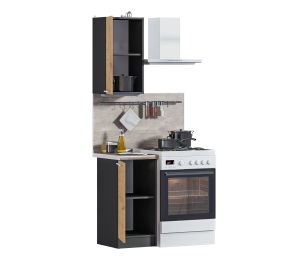 Кухонный гарнитур Ангелина-40 Диамант серый/Дуб дикий