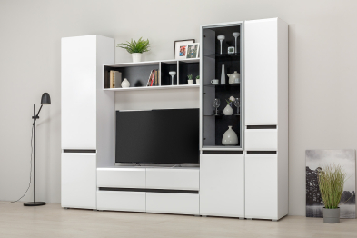 Полка Сидней 16.486, черный, белый глянец