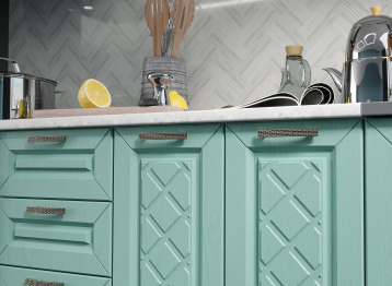 Кухня Агава 1,6 м Акация Белая/Мята МДФ