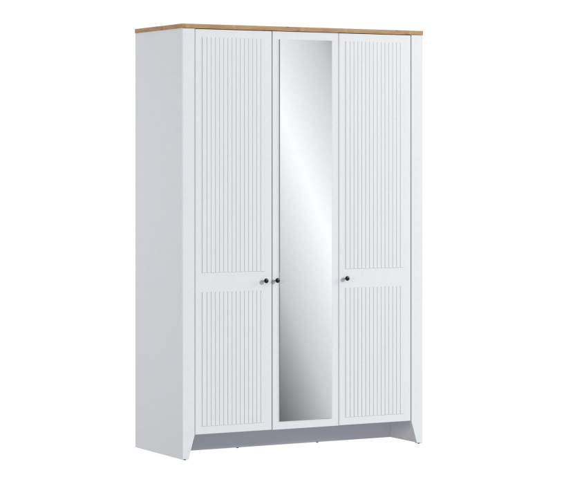 Для одежды, Шкаф 3х дверный Монтана СБ-3544 Белый Альпийский,Дуб Гамильтон/МДФ Дуб Белый