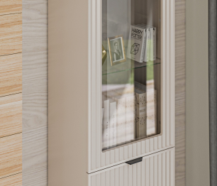 Шкаф-витрина Турин СБ-3567 Кашемир серый/МДФ Кашемир