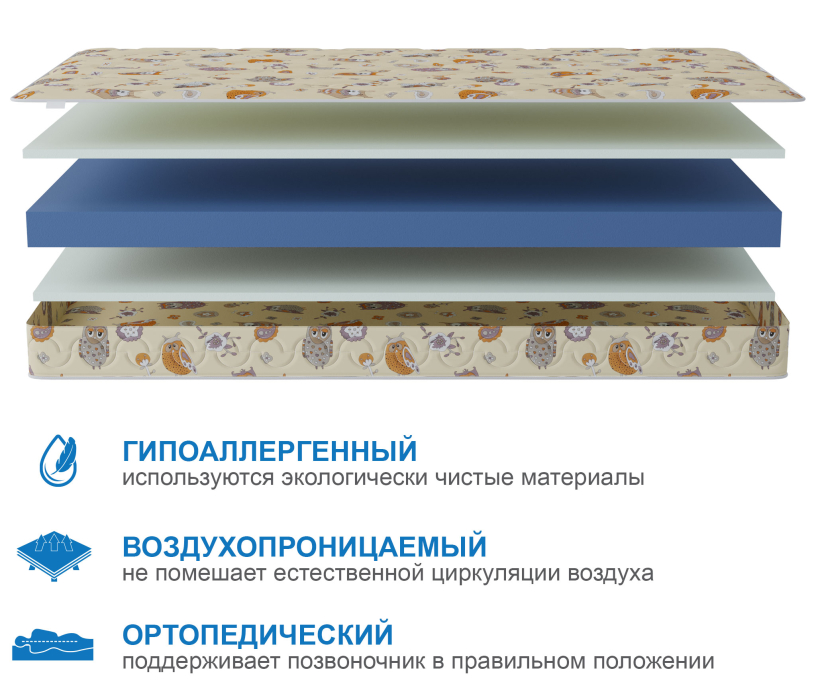 Беспружинные матрасы, Матрас Здоровый сон-Дельфин 800х1900