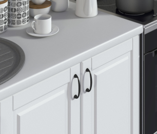 Кухонный гарнитур Регина Бежевый песок / МДФ Белый матовый 2,4 м