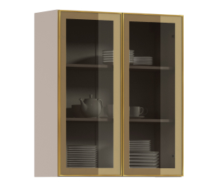 Навесной шкаф Регина РП-180 (Песочный/Витрина Золото)