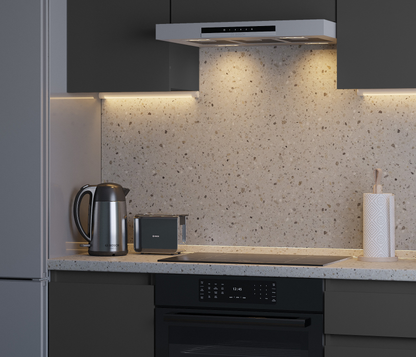 Кухонные гарнитуры, Кухонный гарнитур Леон прямой 210 см, диамант серый